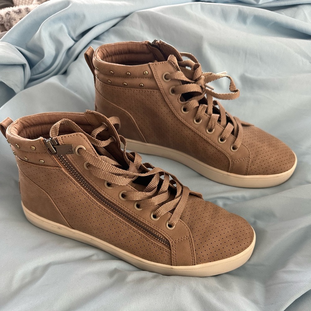 Brown high top sneakers size 10